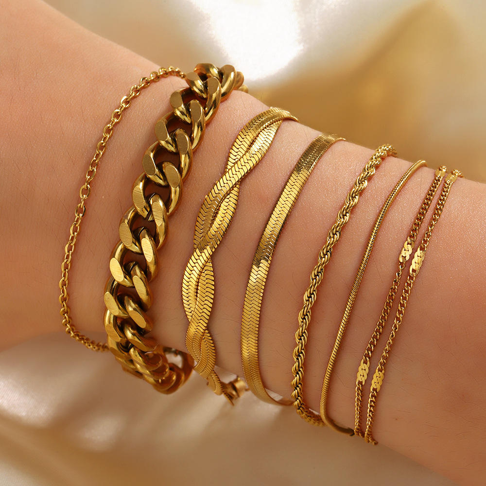 Golden Radiance Chain Bracelet Set