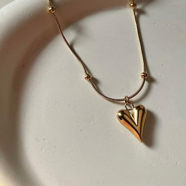 Golden Love Drop Heart Necklace